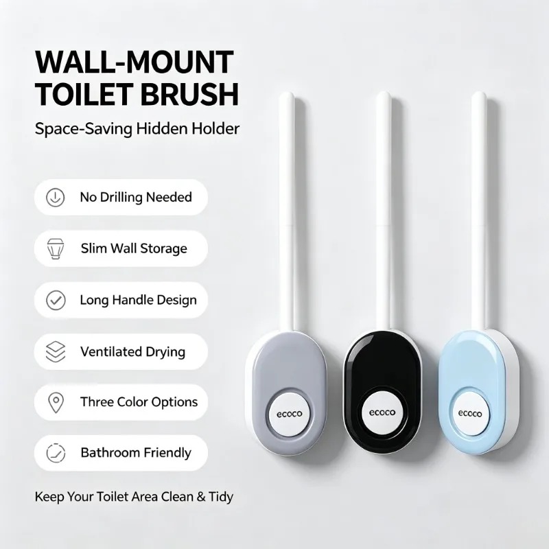 Home Bathroom Cleaning - Ecoco Toilet Brush Wall Mounted No