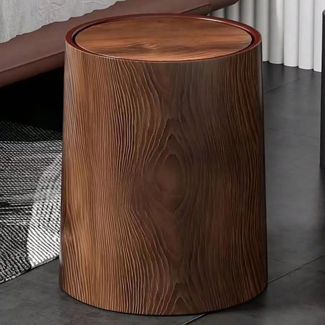 Home Bathroom Trash Can - Retro Pp Plastics Wastebasket High-capacity Waterproof