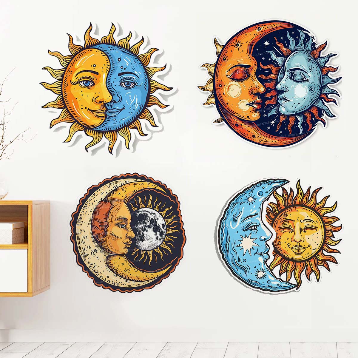 Home Bathroom Wall Tiles - Sun and Moon Wall Sticker Bathroom