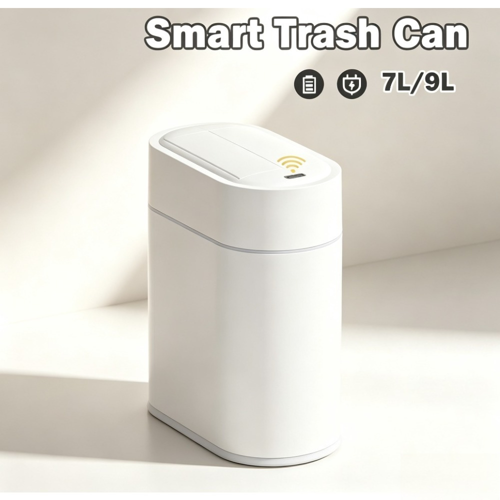 Home Bathroom Trash Can - 7L/9L Two-way Opening Smart Sensor Trash