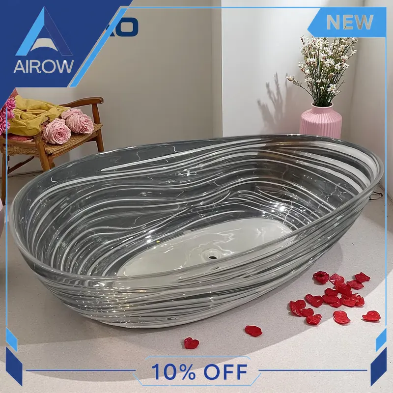 Home Bathroom Tub - for Luxury Clear Pink Resin Bathtub