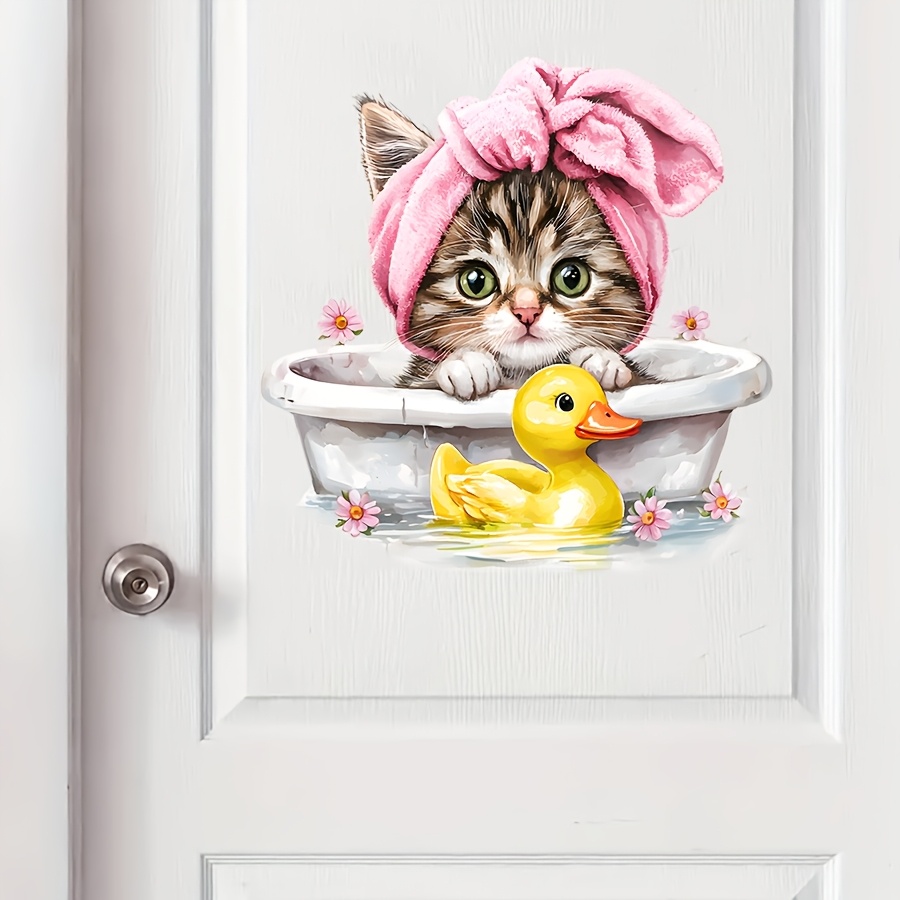 Home Bathroom Wall Tiles - Cute cartoon Cat Bathroom Wall stickers