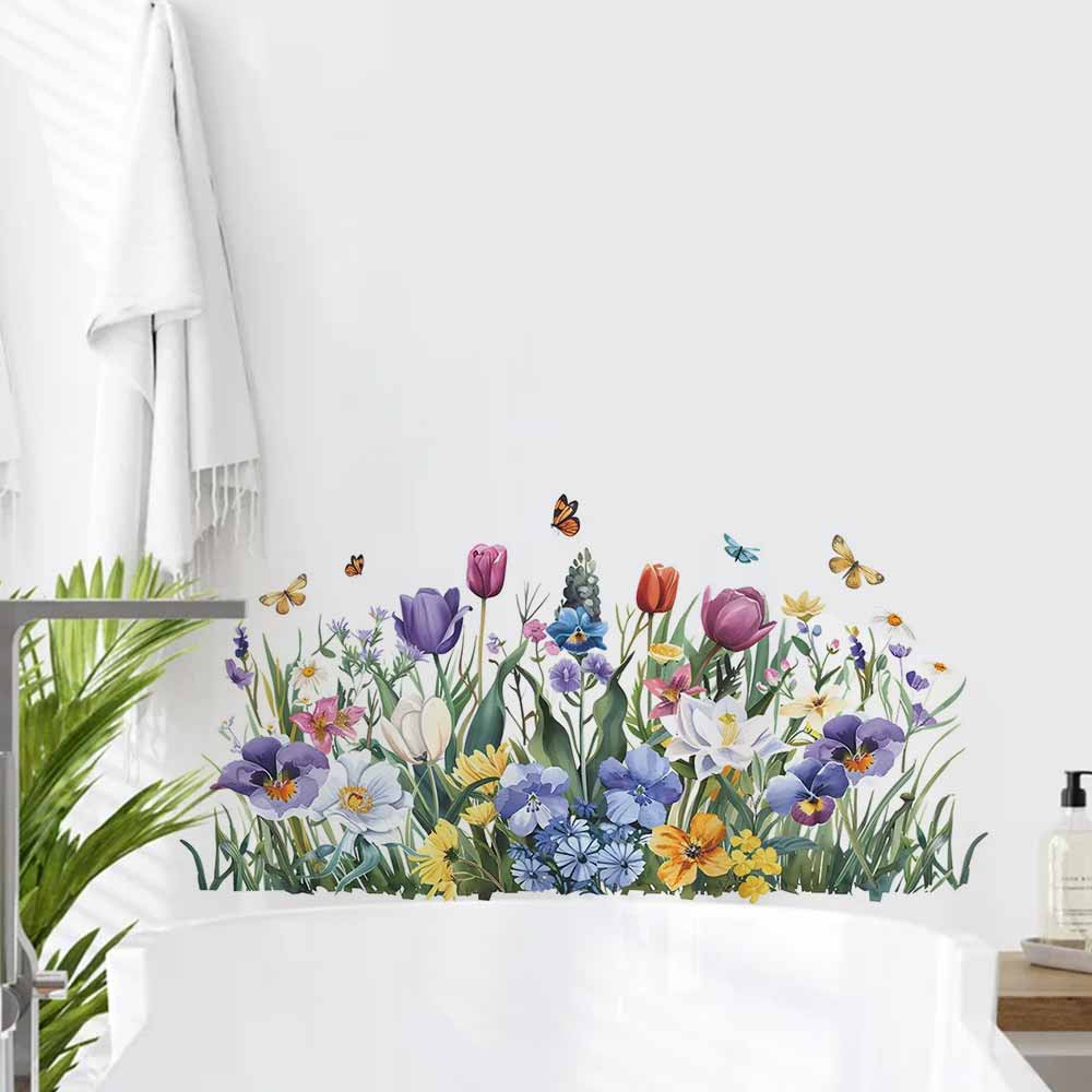 Home Bathroom Wall Tiles - Tulip Butterfly Window Stickers Home Decorative