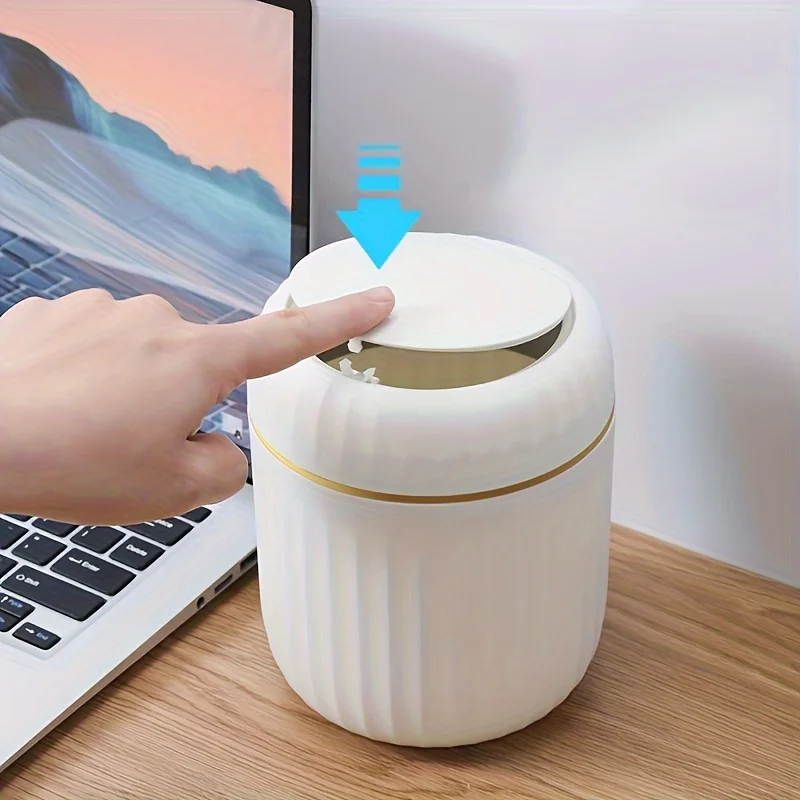 Mini Desktop Trash Can with Li - Home Bathroom Trash Can recension och pris