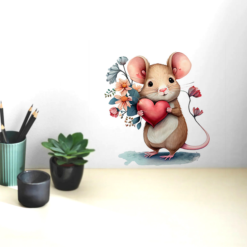 C228# Cute Mouse Wall Sticker  - Home Bathroom Wall Tiles recension och pris