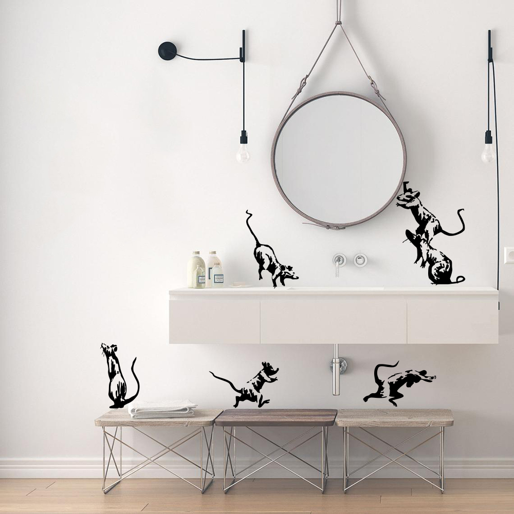 5Pcs Banksy Toilet Rats Wall S - Home Bathroom Wall Tiles recension och pris