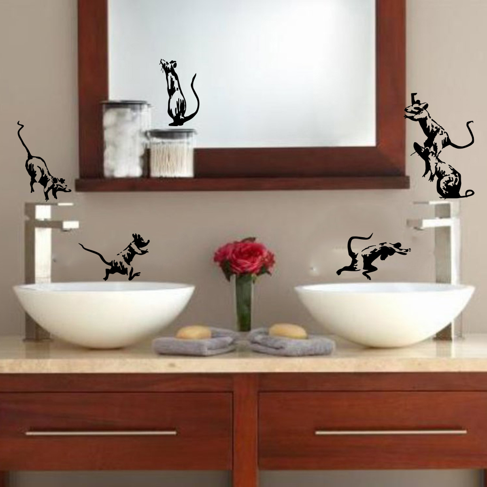 5Pcs Banksy Toilet Rats Wall S - Home Bathroom Wall Tiles recension och pris