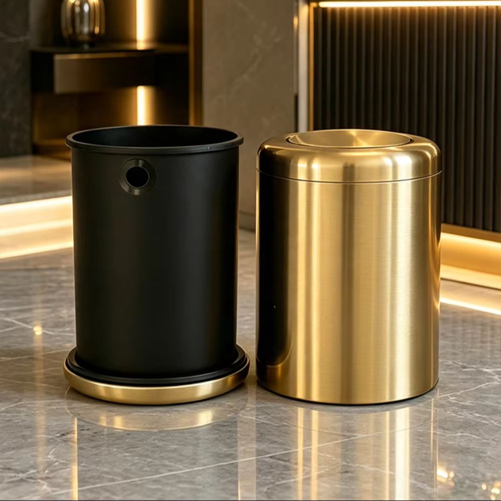 8L/2.4gal New Gold Stainless S - Home Bathroom Trash Can recension och pris