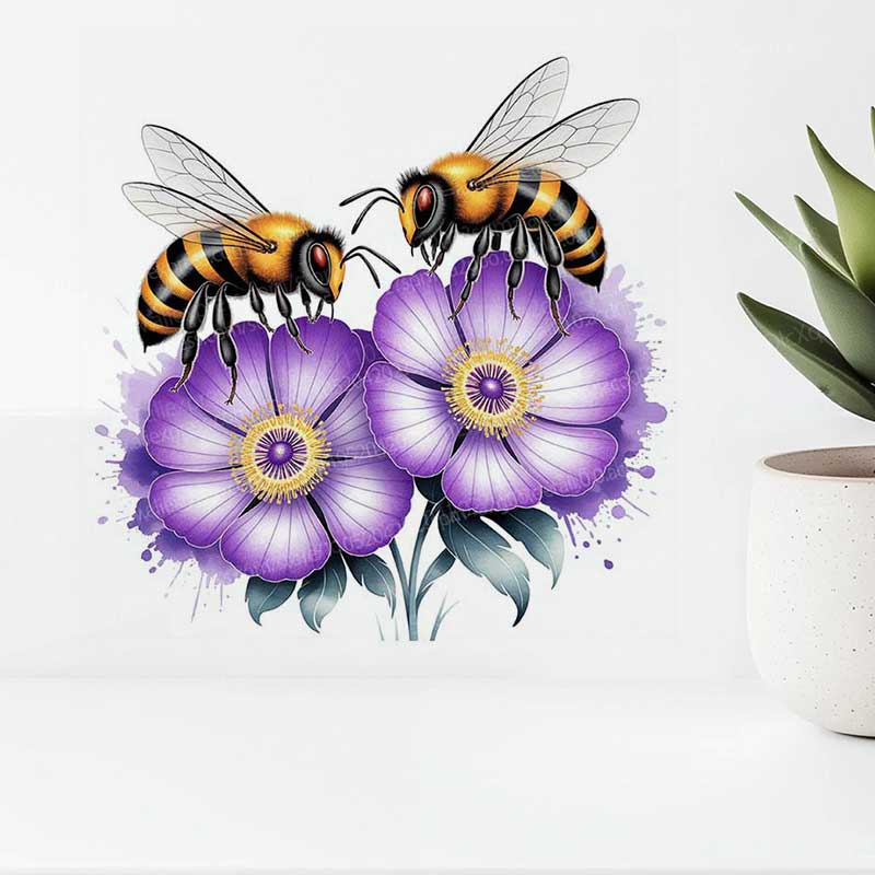 Watercolor Bee Purple Flower W - Home Bathroom Wall Tiles recension och pris