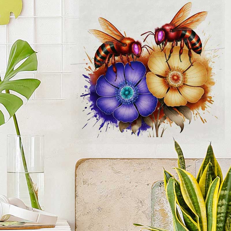 Watercolor Bee Purple Flower W - Home Bathroom Wall Tiles recension och pris