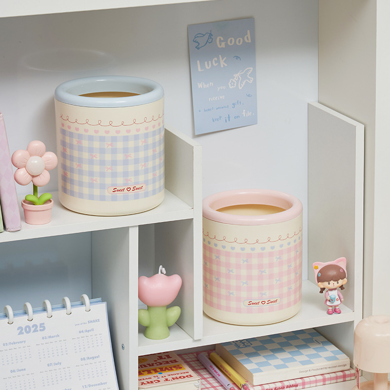 Cute Plaid Desktop Trash Can,  - Home Bathroom Trash Can recension och pris